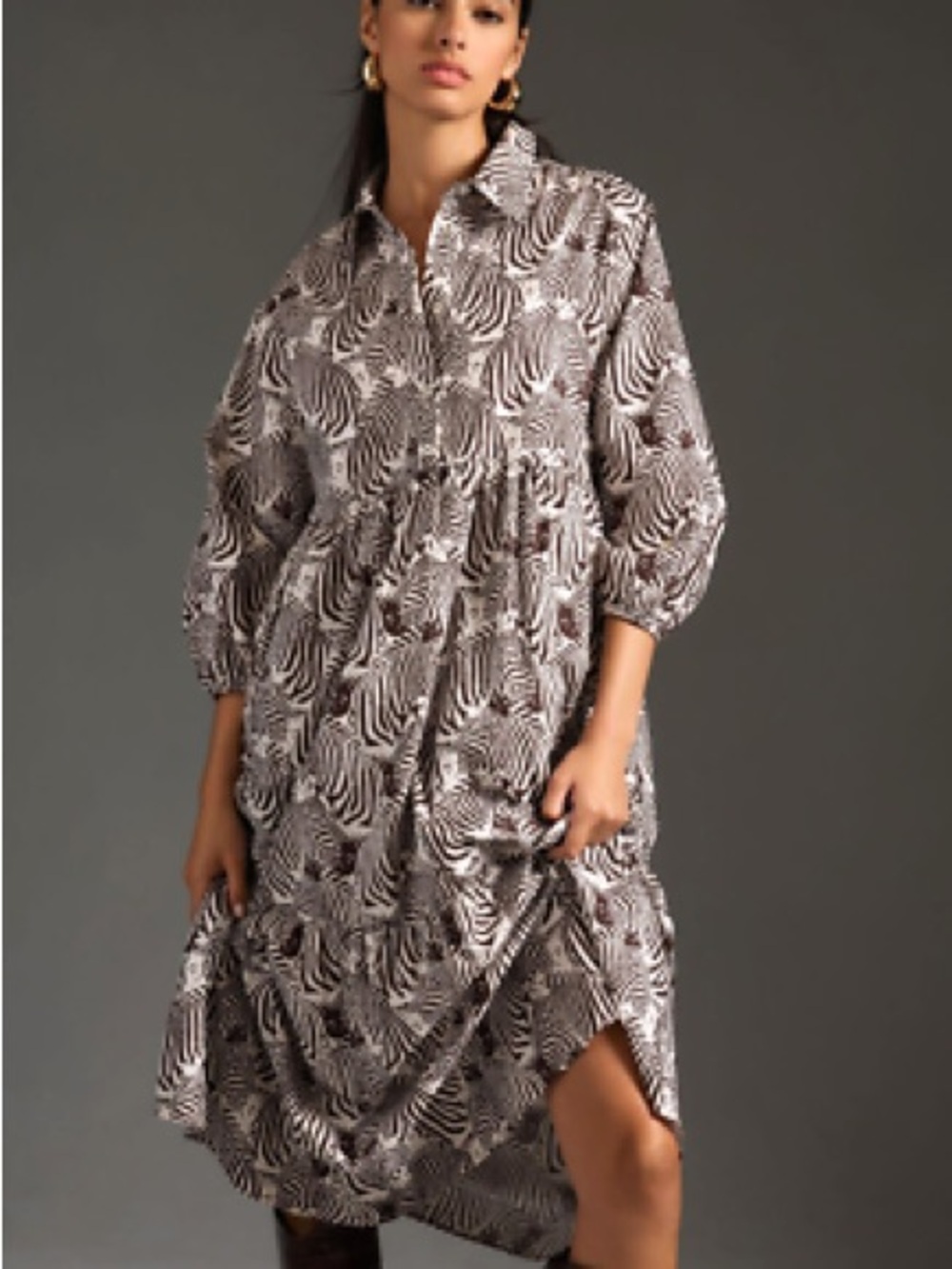 Maeve by Anthropologie Zebra-Print Bettina Midi Dress